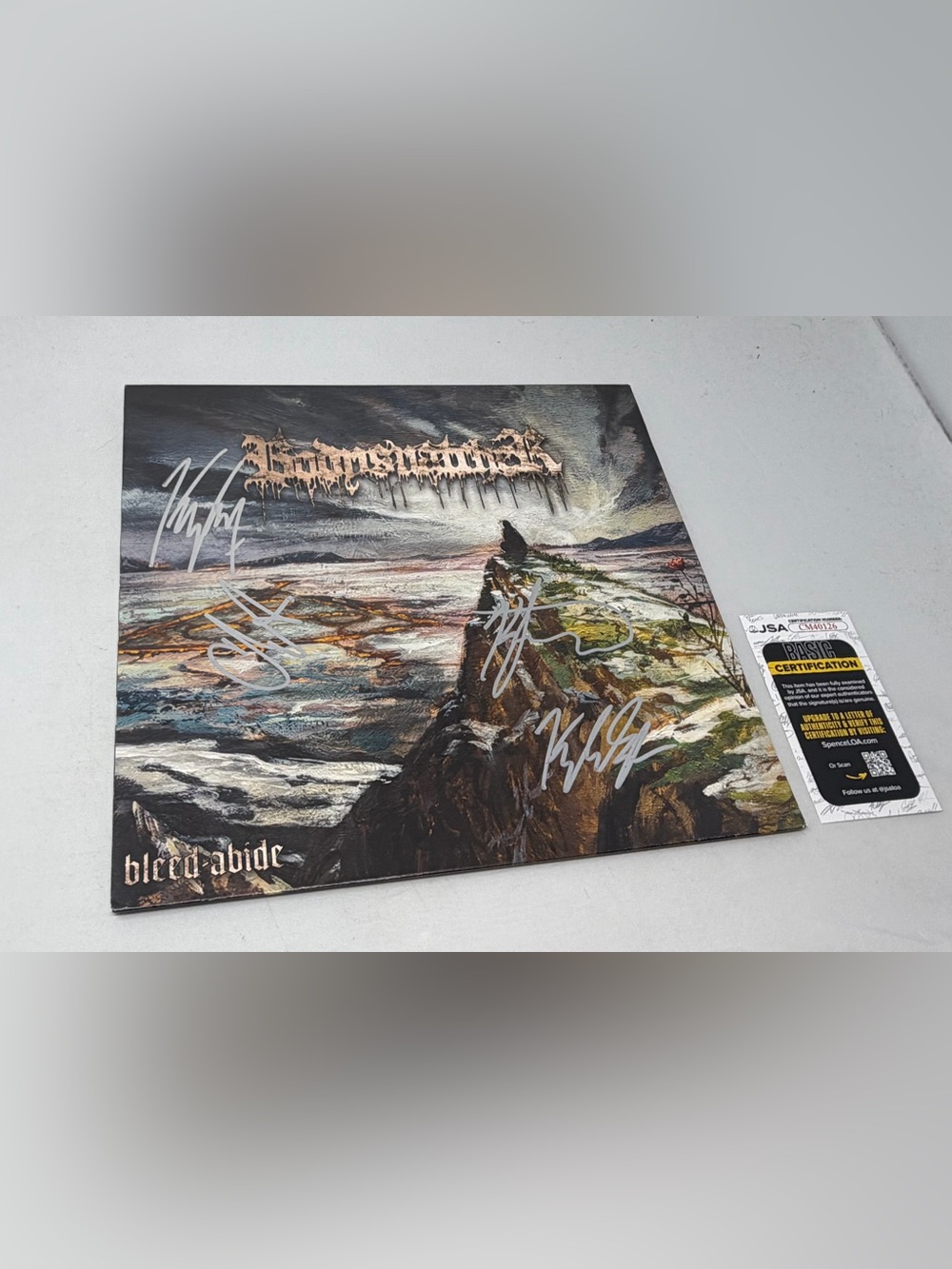 Bodysnatcher signed Bleed-Abide Album JSA COA